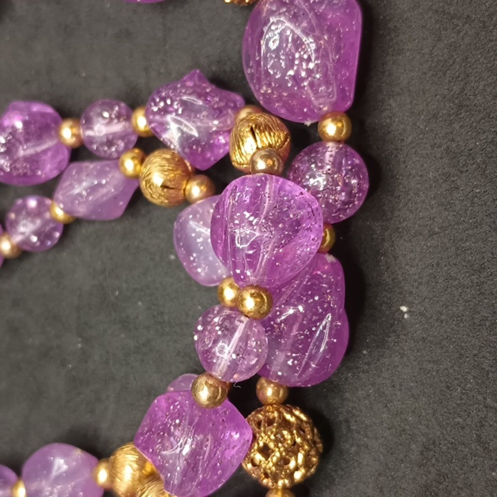Vintage Purple and Gold Multi-Strand Necklace - Picture 2 of 4